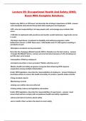 Lecture 09&colon; Occupational Health And Safety &lpar;OHS&rpar; Exam With Complete Solutions 