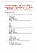 BLS Certification Exam 2025 &ndash; Actual 25 Questions with Verified Answers &vert; A&plus; Grade &vert; 2025&sol;2026 Updated BLS Practice Test