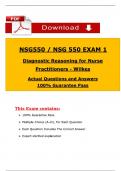  NSG550 &sol; NSG 550 EXAM 1 Diagnostic Reasoning for Nurse Practitioners - Wilkes Actual Questions and Answers  100&percnt; Guarantee Pass 