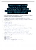 LVN NCLEX COMPLETE EXAM QUESTIONS WITH CORRECT SOLUTIONS UPDATED 2025&sol;2026 ALREADY GRADED&vert;&vert;100&percnt; GUARANTEED PASS&excl;&excl;&excl;<<NEWEST VERSION>>
