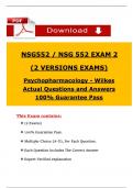 Pass Your &lpar;2025 &sol; 2026&rpar; Wilkes Exam 2 & 3 NSG 552 Psychopharmacology&comma; Verified Revised Full Exam