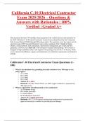 California C-10 Electrical Contractor Exam 2025&sol;2026 &ndash; Questions & Answers with Rationales &vert; 100&percnt; Verified &vert; Graded A&plus;