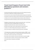 Travel Card Program &lpar;Travel Card 101&rpar; &lbrack;Mandatory&rsqb; questions and answers graded A&plus;