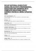 NCCAP NATIONAL EXAM STUDY GUIDE&period;&sol;THE ACTIVITY PROFESSIONAL&comma; QUESTIONS AND ANSWERS WITH COMPLETE SOLUTIONS 100&percnt;&percnt; CORRECT RATED A&plus; NEWLY UPDATED 2025