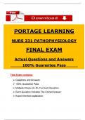 NURS 231 Pathophysiology Final Exam &lpar;2025 &sol; 2026&rpar; Portage Learning Questions and Verified Answers&comma; 100&percnt; Guarantee Pass