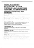 NCCAP &colon; THE ACTIVITY PROFESSIONAL&comma; ACTIVITY PROFESSION&comma; & WORK SETTINGS QUESTIONS AND ANSWERS WITH COMPLETE SOLUTIONS 100&percnt; CORRECT&excl;&excl;&excl;