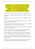 ISA 62443 IC33 UPDATED 2025&sol;2026 COMPLETE EXAM QUESTIONS WITH CORRECT SOLUTIONS&vert;&vert;ALREADY GRADED 100&percnt; GUARANTEED PASS&excl;&excl;&excl;