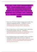 TURF &lpar;3B&rpar; TURF PEST MANAGEMENT - TEST YOUR KNOWLEDGE LATEST UPDATED 2025&sol;2026 EXAM WITH COMPLETE QUESTIONS AND SURE VERIFIED SOLUTIONS 100&percnt; GRADED AT A&plus; SCORE&excl;&excl; SURE GUARANTEED PASS&excl;&excl;