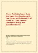 Arizona Real Estate Exam&vert; Brand New Expert Exam Questions with Clear Correct Verified Answers&vert; All Graded A&plus;&vert; Latest Premium Update&lpar;2025-2026&rpar;&vert; 100&percnt; Guaranteed Success&period;