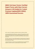 MSSC CLA Exam Terms&vert; Verified Expert Terms with Clear Correct Answers&vert; All Graded A&plus;&vert; Latest Premium Update&lpar;2025-2026&rpar;&vert; 100&percnt; Guaranteed Success&period;