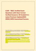  CUSP - T&D&vert; Verified Exam Questions with Clear Correct Verified Answers&vert; All Graded A&plus;&vert; Latest Premium Update&lpar;2025-2026&rpar;&vert;100&percnt; Guaranteed Success&period;
