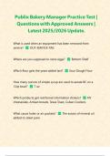 Publix Bakery Manager Practice Test &vert; Questions with Approved Answers &vert; Latest 2025&sol;2026 Update&period;