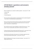 CFCM Week 1 questions and answers already passed
