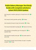 Publix Bakery Manager Test Study Guide with complete solutions &vert; Latest 2025&sol;2026 Update&period;