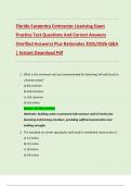 Florida Carpentry Contractor Licensing Exam  Practice Test Questions And Correct Answers  &lpar;Verified Answers&rpar; Plus Rationales 2025&sol;2026 Q&A  &vert; Instant Download Pdf