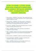 ECON 104 EXAM 1 STUDY GUIDE  2025&sol;2026 COMPLETE QUESTIONS  WITH CORRECT DETAILED ANSWERS  &vert;&vert; 100&percnt; GUARANTEED PASS   <RECENT VERSION> 