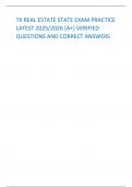 TX REAL ESTATE STATE EXAM PRACTICE LATEST 2025&sol;2026 &lbrack;A&plus;&rsqb; VERIFIED QUESTIONS AND CORRECT ANSWERS 