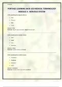 PORTAGE LEARNING BIOD 103 MEDICAL TERMINOLOGY MODULE 4 - NERVOUS SYSTEM