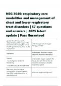 NSG 3040 &vert; respiratory care modalities and management of chest and lower respiratory tract disorders &vert; 57 Expert curated questions and answers &vert; graded A&plus;