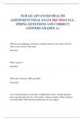 NUR 622 ADVANCED HEALTH ASSESSMENT FINAL EXAM 2025-2026 FALL-SPRING QUESTIONS AND CORRECT ANSWERS GRADED A&plus;