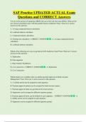 SAP Practice UPDATED ACTUAL Exam  Questions and CORRECT Answers