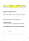 Biomechanics 1 final exam USAHS with Verified  solutions&vert; Rated A&plus;