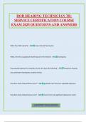 DOD HEARING TECHNICIAN TR- SERVICE CERTIFICATION COURSE EXAM 2025 QUESTIONS AND ANSWERS