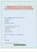 EMBRYOLOGY FINAL &lpar;TEST BANK&rpar; EXAM 2025 QUESTIONS AND ANSWERS