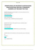 PENNSYLVANIA LIFE INSURANCE QUESTION BANK EXAM QUESTIONS AND WELL ELABORATED ANSWERS JUST RELEASED THIS YEAR