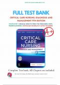 Test Bank for Critical Care Nursing&colon; Diagnosis and Management 9th Edition By Linda D&period; Urden&semi; Kathleen M&period; Stacy&semi; Mary E&period; Lough