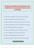 TEST BANK FOR FUNDAMENTALS OF NURSING EXAM 2025 QUESTIONS AND ANSWERS