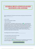 GENERAL REGULATIONS EXAM 2025 QUESTIONS AND ANSWERS