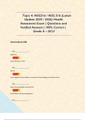 Topic 4&colon; NSG316 &sol; NSG 316 &lpar;Latest Update 2025 &sol; 2026&rpar; Health Assessment Exam &vert; Questions and Verified Answers &vert; 100&percnt; Correct &vert; Grade A &ndash; GCU   