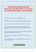 TEST BANK FOR HEALTH AND HEALTH CARE DELIVERY IN CANADA&period; EXAM 2025 QUESTIONS AND ANSWERS