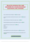 HEALTH AND HEALTH CARE DELIVERY IN CANADA EXAM 2025 QUESTIONS AND ANSWER