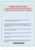 INFORMATION SECURITY FUNDAMENTALS FINAL EXAM STUDY GUIDE 2025 QUESTIONS AND ANSWERS