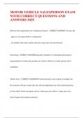 MOTOR VEHICLE SALESPERSON EXAM WITH CORRECT QUESTIONS AND ANSWERS 2025