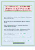 GUYTON AND HALL TEXTBOOK OF MEDICAL PHYSIOLOGY OVERVIEW EXAM 2025 QUESTIONS AND ANSWERS