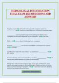 MEDICOLEGAL INVESTIGATION FINAL EXAM 2025 QUESTIONS AND ANSWERS