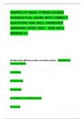 SEMPER FIT BASIC FITNESS COURSE EXAM&lpar;ACTUAL EXAM&rpar; WITH CORRECT QUESTIONS AND WELL ANSWERED ANSWERS LATEST 2025 - 2026 WELL GRADED A&plus;