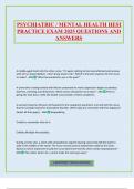 PSYCHIATRIC &sol; MENTAL HEALTH HESI PRACTICE EXAM 2025 QUESTIONS AND ANSWERS