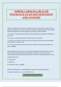 NORTH CAROLINA HEALTH INSURANCE EXAM 2025 QUESTIONS AND ANSWERS