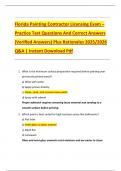 Florida Painting Contractor Licensing Exam &ndash; Practice Test Questions And Correct Answers  &lpar;Verified Answers&rpar; Plus Rationales 2025&sol;2026  Q&A &vert; Instant Download Pdf