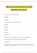 Ohio Driving School Final Exam 2026 Questions and Answers