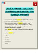 ORANGE THEORY TEST ACTUAL 2025&sol;2026 QUESTIONS AND 100&percnt; CORRECT ANSWERS
