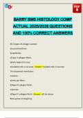 BARRY BMS HISTOLOGY COMP ACTUAL 2025&sol;2026 QUESTIONS AND 100&percnt; CORRECT ANSWERS