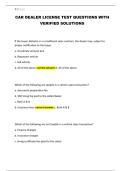 CAR DEALER LICENSE TEST QUESTIONS WITH VERIFIED SOLUTIONS