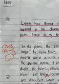 Alevel Edexcel poetry comparison essay with 'The deliverer' and an unseen poem