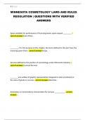 MINNESOTA COSMETOLOGY LAWS AND RULES REGULATION &vert; QUESTIONS WITH VERIFIED ANSWERS