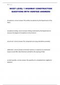 NICET LEVEL 1 HIGHWAY CONSTRUCTION QUESTIONS WITH VERIFIED ANSWERS